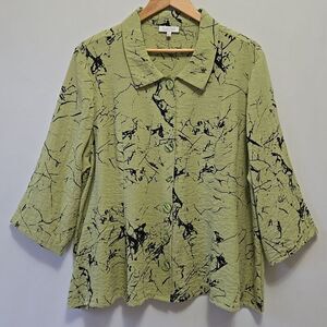 Habitat Abstract Button Swing Top XXL Wearable Art To Wear Artsy Crinkle